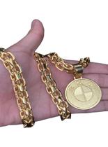 Cordão Cadeado Duplo 13Mm + Pingente Bmw - Banhado A Ouro