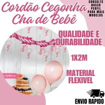 Cordao Cegonha Rosa Cha bebe Decoraçao Festa enfeite Evento Cordao Cegonha Rosa Cha bebe Decoraçao Festa enfeite Evento