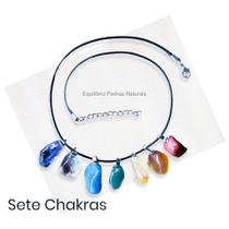 Cordão Colar 7 Pingentes De Pedra Natural Dos Chakras
