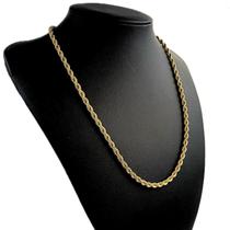 Cordão Colar Baiano Trançado 45cm Corrente Banhada Ouro
