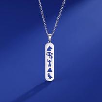 Cordão Colar Corrente com Pingente de Hieróglifo Egípcio Egito Aço Inoxidável - JewStore