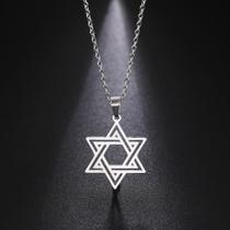 Cordão Colar Corrente Estrela de David Judaico Vida Life Israel Aço Inoxidável