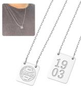 Cordão Colar Escapulário 60Cm Prata Unissex Time Pingente