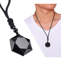 Cordão Colar Hexagrama Com Pingente Negro Elegante Moda Cordão Colar Hexagrama Com Pingente Negro Elegante Moda