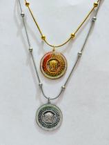 Cordão Colar Medusa com Pingente Circular Padrão Grego