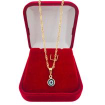 Cordão Colar Olho Grego Proteção Banhado a Ouro 18k Cordão Colar Olho Grego Proteção Banhado a Ouro 18k