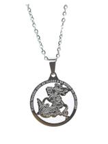 Cordão Colar Pingente Medalha De São Jorge Aço Inox 45cm