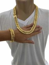 Cordão Colar Pulseira 18mm Banhado A Ouro Grumet Elos Duplos Cordão Colar Pulseira 18mm Banhado A Ouro Grumet Elos Duplos