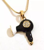 Cordão Colar Secador Cabeleireira Mulher Folheado A Ouro 18k