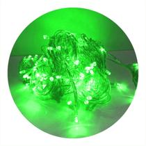 Cordão Com 100 Lampadas De Led Formato Pequena Gota 10 Metros Fio Crystal Cor:Verde