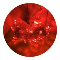 Cordão Com 100 Lâmpadas Led Pisca Pisca 10M Crystal Vermelho