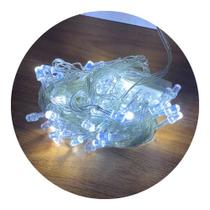 Cordão Com 100 Lampadas Super Led Pisca Pisca 10 Metros 8 Funções Fio Crystal Cor:Branco