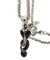 Cordão com Pingente Aço Inox Serpente Naja