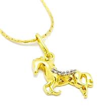 Cordão Com Pingente Cavalo Cravejado Banho De Ouro 18k 4651