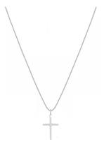 Cordão Com Pingente Cruz Palito 45cm Prata 925 Verdadeira