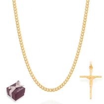 Cordão Com Pingente Cruz Rommanel Banhado A Ouro 18k Tamanho 60cm Presente Masculino Cordão Com Pingente Cruz Rommanel Banhado A Ouro 18k Tamanho 60cm Presente Masculino