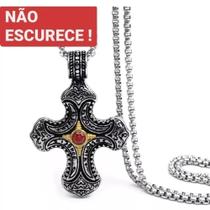 Cordão com Pingente em Aço Inox Cruz de Constantine