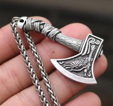 Cordão com Pingente em Aço Inox Machado Vikings Nórdico Regnar
