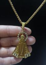 Cordão com Pingente em Aço Inox Nossa Senhora Aparecida Protetora