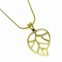 Cordão Com Pingente Folha Texturizada Banho De Ouro 18k 3296 Cordão Com Pingente Folha Texturizada Banho De Ouro 18k 3296