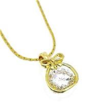 Cordão Com Pingente Laço Zirconia Banho Ouro 18k 1785 Cordão Com Pingente Laço Zirconia Banho Ouro 18k 1785