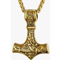 Cordão com Pingente Nórdico Odin Martelo de Thor