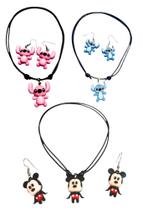 Cordão com Pingente + Par Brincos Personagens Adoráveis