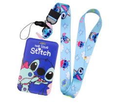 Cordão Com Porta Crachá Stitch Disney Lanyard Id - Pinsdacris