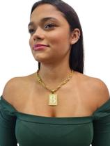 Cordão Corda 9mm Feminino Pingente Letra de A a Z Banhado a Ouro 18k - Miami Gold Import