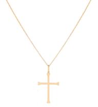 Cordão Corrente 80cm De Ouro 18k Cadeado Pingente Crucifixo