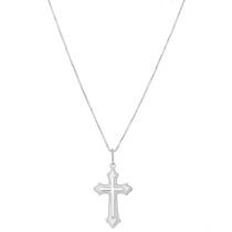 Cordão Corrente 80cm Prata 925 Pingente Crucifixo