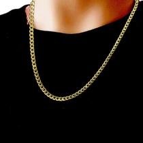 Cordão Corrente Aço Dourado Banhado a Ouro 18k 2mm