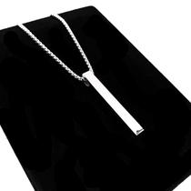 Cordão Corrente Aço Inox C/ Pendulo Retangulo Unissex