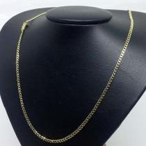 Cordão Corrente C/ Fecho De Gaveta Grumet 60cm Banhado A Ouro 18k 3mm