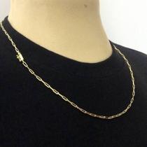 Cordão Corrente Cadeado 60cm 3mm C/ Fecho Gaveta Banhado A Ouro 18k