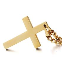 Cordão Corrente Crucifixo Unissex Dourado
