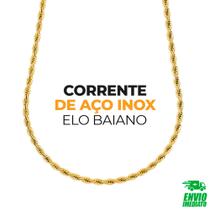 Cordão Corrente Elo Baiano Aço Inox Dourado Nota Fiscal e Garantia