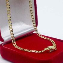 Cordão Corrente Grumet C/ Fecho De Gaveta Folheado A Ouro 18k 60cm 3mm