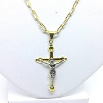 Cordao Corrente Masculina 80cm 4m Ping Cruz Banhado Ouro 18k