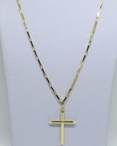 Cordão Corrente Masculina Grossa Ouro 11.7 Gr 70cm E Pingente Crucifixo Ouro 18k 750 Cadeado