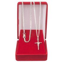 Cordão Corrente Masculina Grumet 60cm Pingente Cruz Crucifixo De Prata 925 Cordão Corrente Masculina Grumet 60cm Pingente Cruz Crucifixo De Prata 925