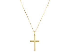 Cordão Corrente Masculina Ouro 1.8g Pingente Cruz Crucifixo 0.60g Ouro 18k 750