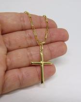 Cordão Corrente Masculina Ouro 70cm 7g Pingente Cruz Crucifixo Ouro 18k 750