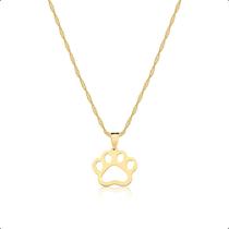 Cordão Corrente Ouro 18k 50cm + Pingente Patinha Pet