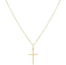 Cordão Corrente Veneziana 60cm Pingente Cruz Crucifixo Banhado Ouro18k