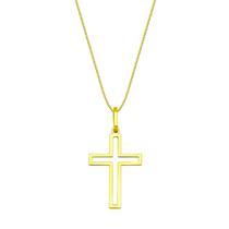 Cordão Corrente Veneziana 70cm Crucifixo Ouro 18k Masculina