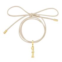 Cordão de Algodão com Pingente Cana de Açúcar Revestido em Ouro