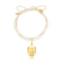 Cordão de Algodão com Pingente Chapéu Revestido em Ouro