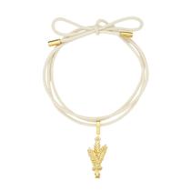 Cordão de Algodão com Pingente Trigo Revestido em Ouro