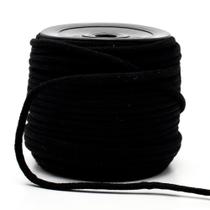 Cordão de Algodão Trançado Simples Preto Danitex 4mm - 50 Metros